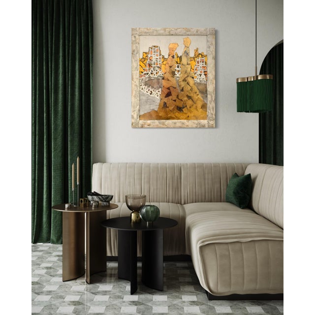 Metal Andrea Stella "The Way of Love and Color" Gold Leaf Oil Mixed Media Painting, Figurative, Italian Contemporary Art, 2010 For Sale - Image 7 of 9