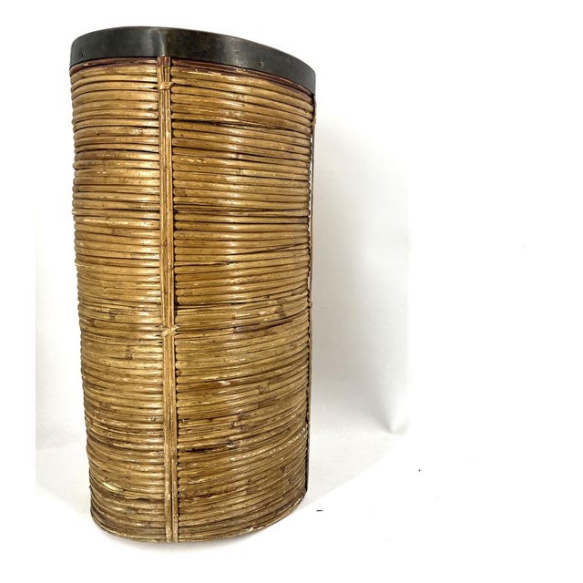 Hollywood Regency Italian Copper and Bamboo Umbrella Stand, 1960s For Sale - Image 3 of 8