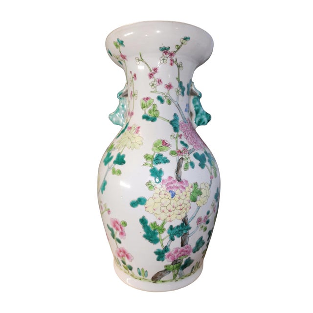 Chinoiserie 20th Century Qianlong Famille Rose Large Floral Vase For Sale - Image 3 of 7