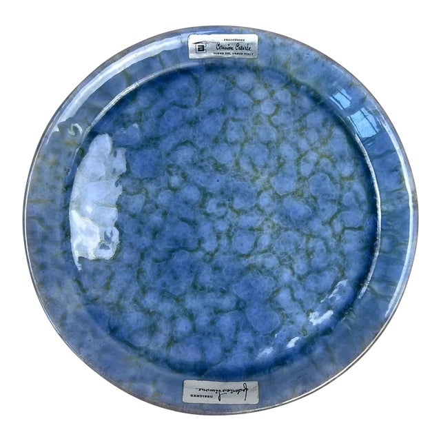 Vintage Italian Studio Pottery Plate, Fabrizio Simone Blue Glaze (19.75 Cm) For Sale