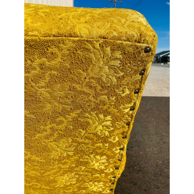 Vintage 1970s Mid Century Modern Gold Swivel Accent Chair For Sale - Image 11 of 11