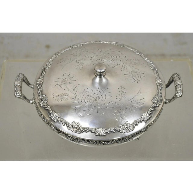 Victorian Early 20th Century Reed & Barton Victorian Silver Plated Round Lidded Twin Handle Serving Dish For Sale - Image 3 of 12