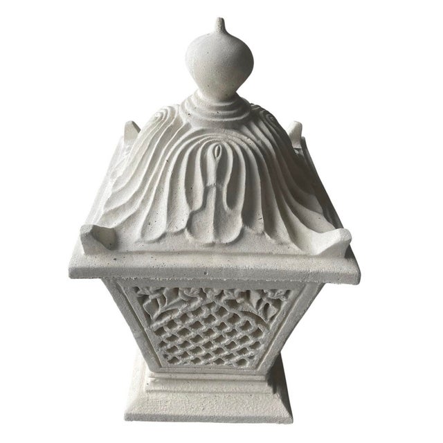 Stone A Pair of Vintage Palm Beach Style Cast Stone Garden Lanterns For Sale - Image 7 of 12