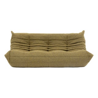 Togo Three-Seater Sofa in Olive Bouclet by Michel Ducaroy for Ligne Roset For Sale