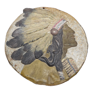 VTG Indian Chief Headdress High Relief Plaque 8.5" Heavy Metal