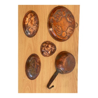 Antique Brass Black Forest Hunters Kitchen Ware Baking Molds Set For Sale