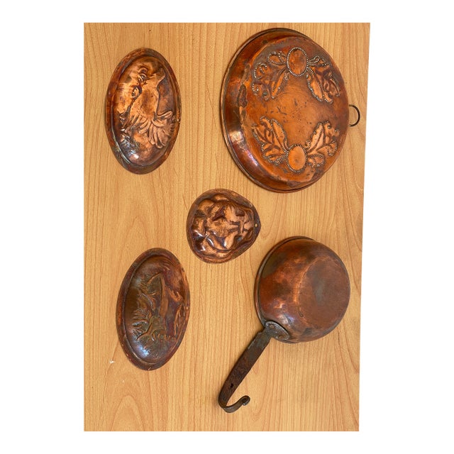 Antique Brass Kitchen Ware Baking Molds Set For Sale