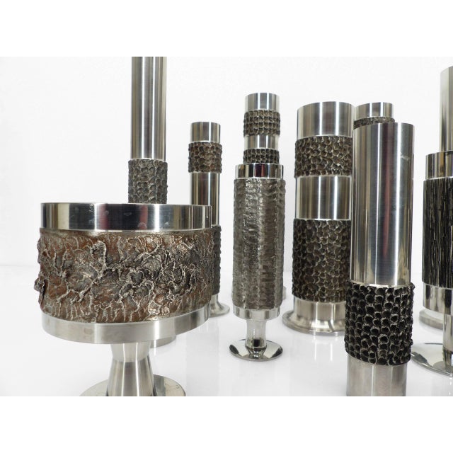 Space Age Brutalist Steel Vases from BMF, Germany, 1970, Set of 13 For Sale - Image 6 of 10