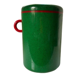 1980s Japanese Green and Red Hand Painted Lacquer Ware Wine Cooler