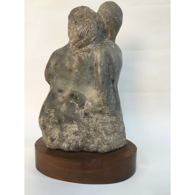 Midcentury Carved Stone Sculpture of Two Embracing Figures For Sale - Image 4 of 9