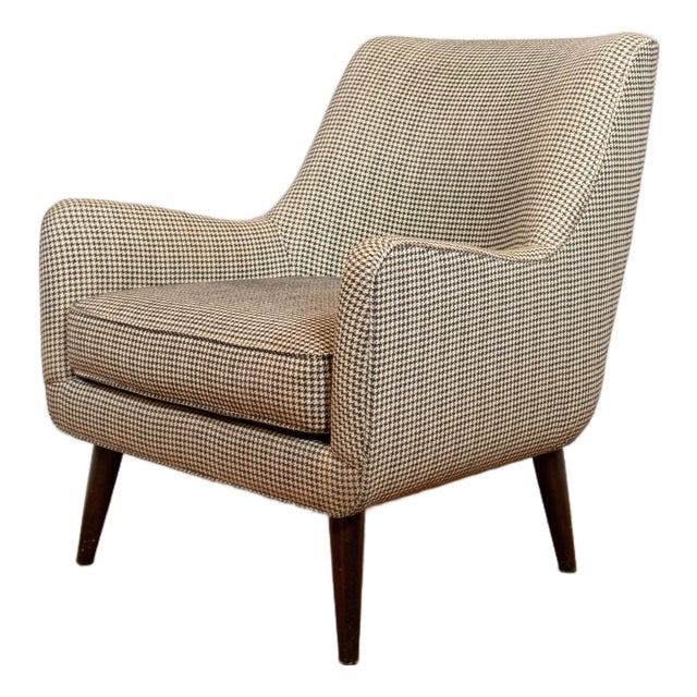 Modern Room & Board 'Quinn' Houndstooth Club Chair For Sale