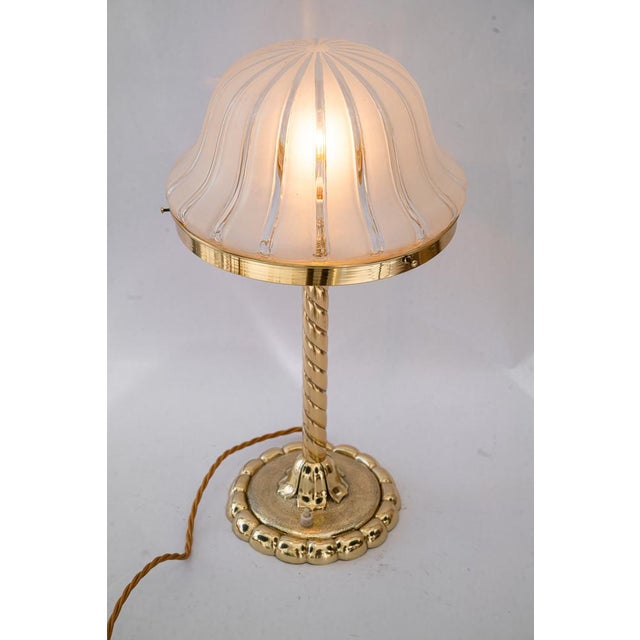 Metal Art Deco Table Lamp with Glass Shade, Vienna, 1920s For Sale - Image 7 of 17