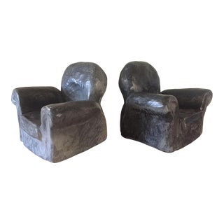 Late 20th Century Signed Eduardo Strauch Club Chair Concrete Bookends - a Pair For Sale