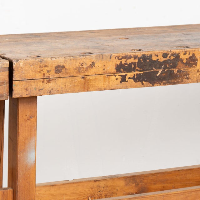 Early 20th Century Rustic Console Table Workbench For Sale - Image 10 of 17