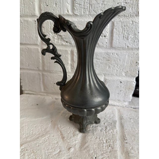 Italian 1950s Italian Pewter Footed Pitcher Vase For Sale - Image 3 of 7