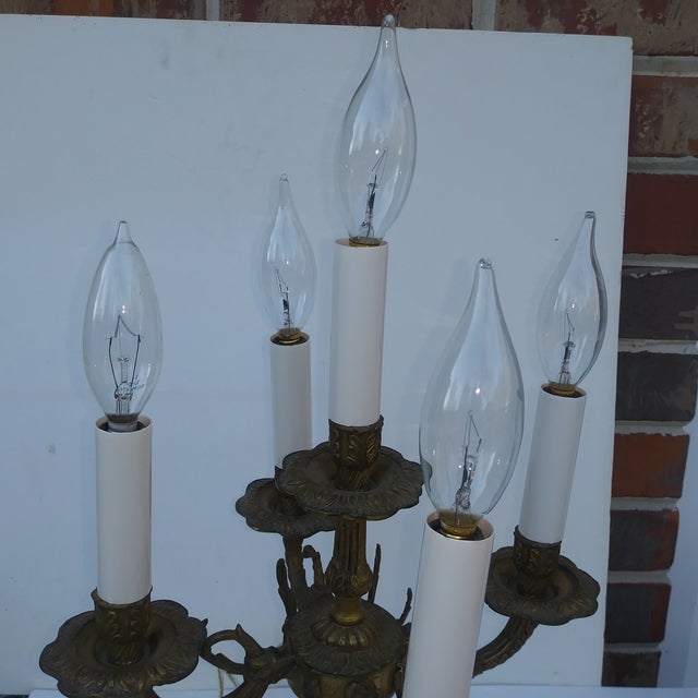 Mid 20th Century French Style 5 Light Candelabra Lamp For Sale - Image 4 of 18