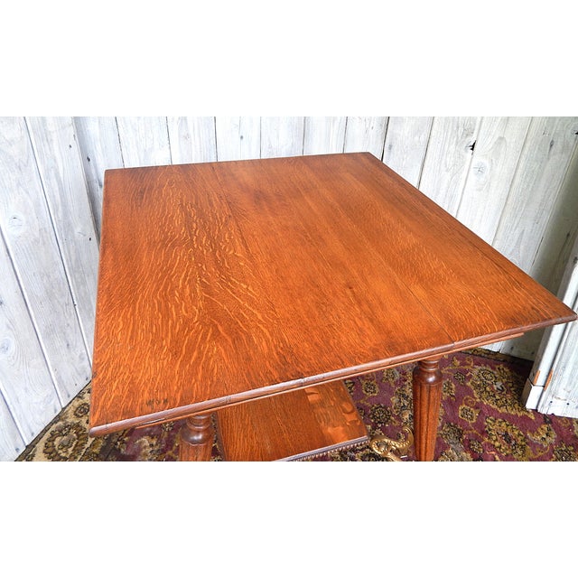 1920s 1920's Oak & Gilded Iron Parlor Table For Sale - Image 5 of 9
