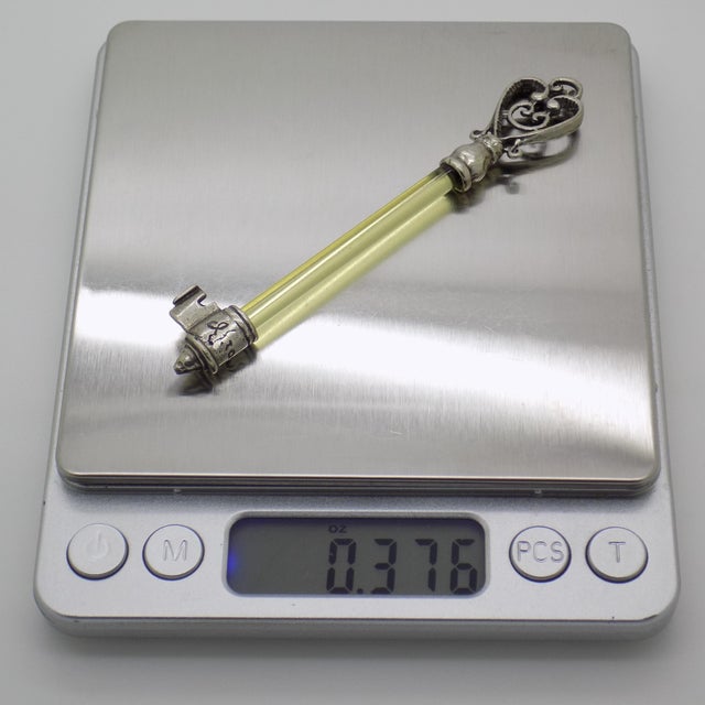 Vintage Italian Handmade Genuine Silver and Yellow Plexiglass Life Size Key Made in Taranto (Apulia) For Sale - Image 6 of 7