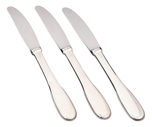 Dinner Knives in Sterling Silver and Stainless Steel by Evald Nielsen, 1930s, Set of 3
