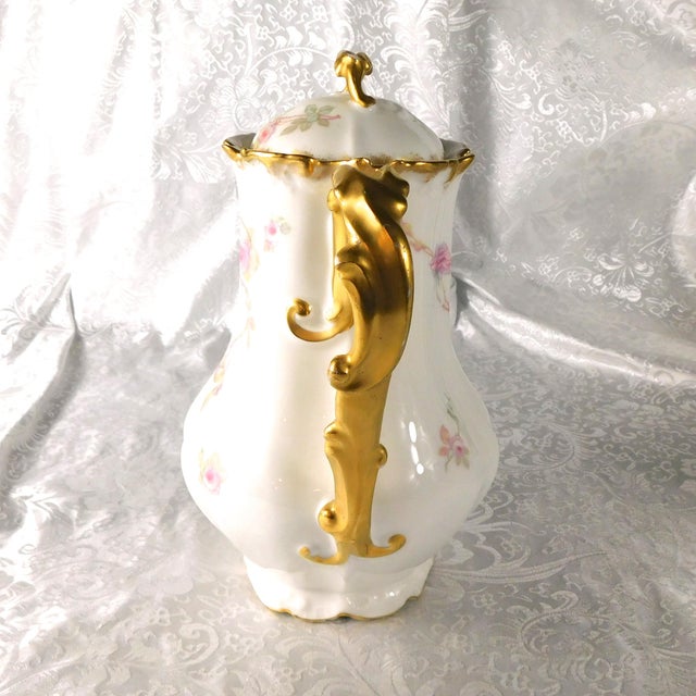 Late 18th Century Limoges Pink Floral Chocolate Pot With Four Matching Cups # 27213 For Sale - Image 11 of 18
