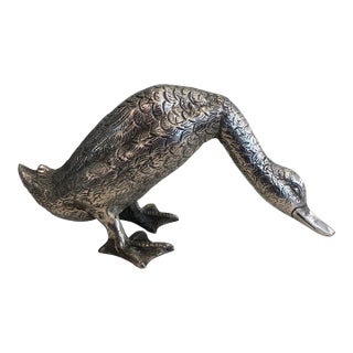 Silver Plated Bronze Duck Sculpture For Sale
