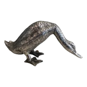 Silver Plated Bronze Duck Sculpture