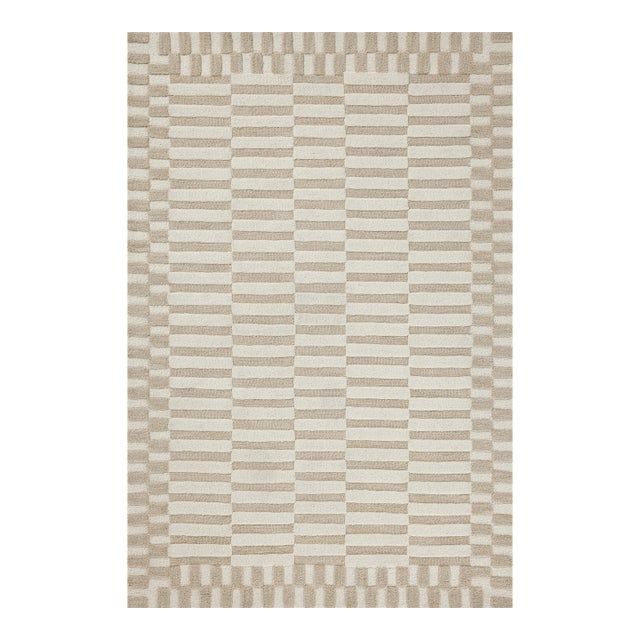 Chris Loves Julia x Loloi Bradley Ivory / Beige 18" x 18" Sample Rug For Sale