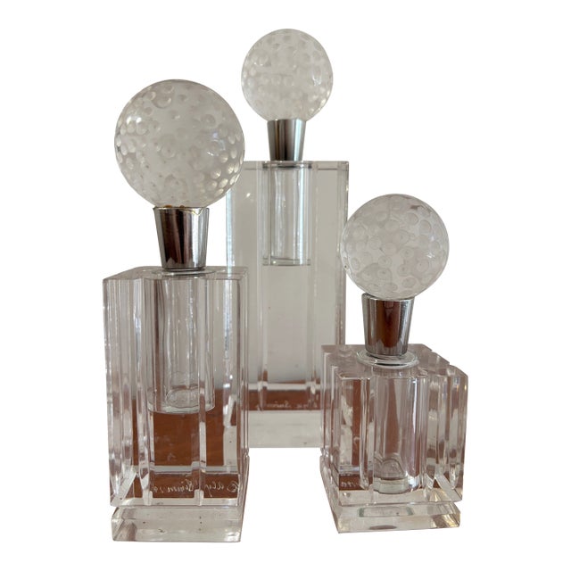 1980s Listed Artist Alyce Simon Signed Set of Custom Lucite Perfume Bottles Sculptures For Sale