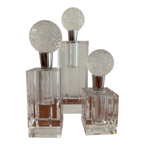 1980s Listed Artist Alyce Simon Signed Set of Custom Lucite Perfume Bottles Sculptures