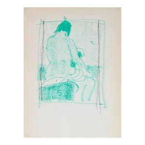 Green Monochromatic Nude From Behind 1989 Gouache & Graphite