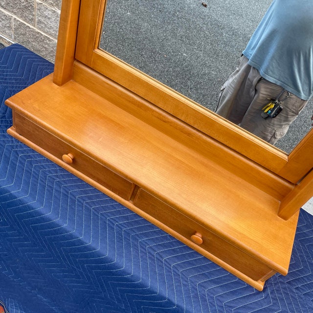 2000 - 2009 2000s Moosehead American Shaker Style Solid Maple / Birch 2 Drawer Dresser Top Mirror With Jewelry Box For Sale - Image 5 of 12