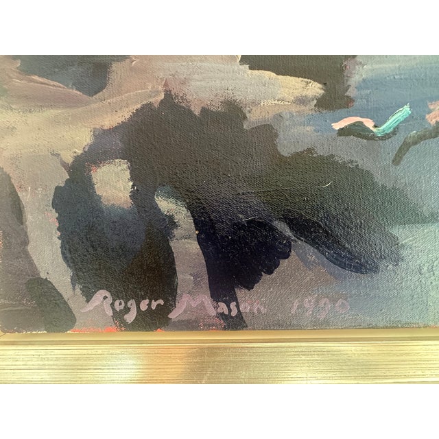 Contemporary 1990s Roger Mason – “Girl Looking at Ferris Wheel” (1990) | Oil on Canvas, 33″ × 30″, Framed For Sale - Image 3 of 18