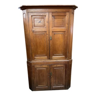 Antique Pine Corner Cabinet With Original Hardware For Sale