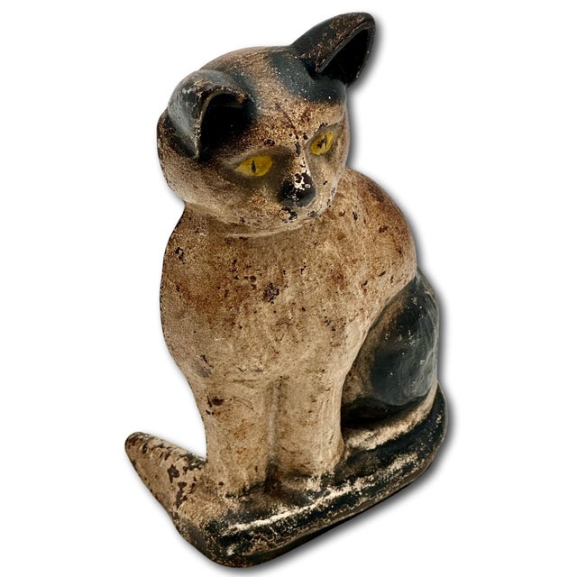 Very Rare Model Vintage 1930s "Wedge" Type Cast Iron Sitting Cat Doorstop by Spencer Guillford For Sale - Image 12 of 18