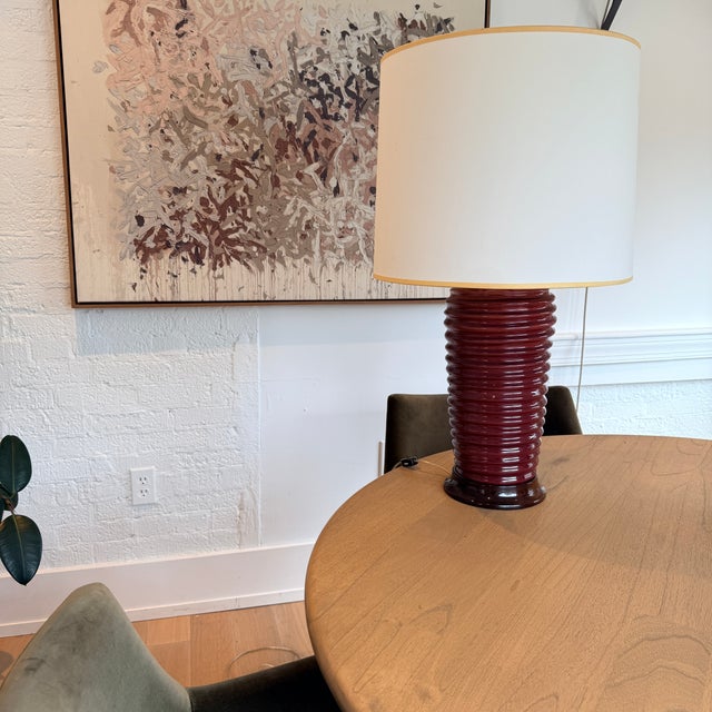 Wood Christopher Spitzmiller Spiral Lamp in Scarlett For Sale - Image 7 of 9