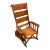 Mid 20th Century Campaign Style Teak Brown Leather Folding Rocker Rocking Chair For Sale