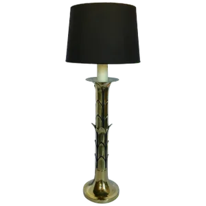 Hollywood Regency Style Brass Palm Tree Table Lamp