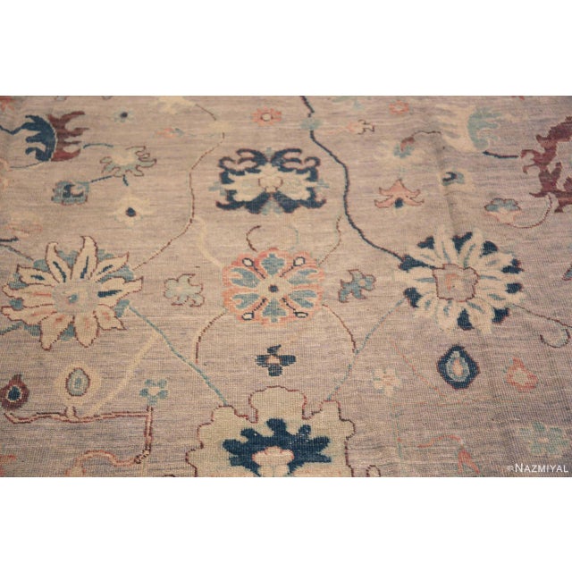 Turkish Nazmiyal Collection Soft Neutral Area Modern Turkish Oushak Design Area Rug For Sale - Image 3 of 6