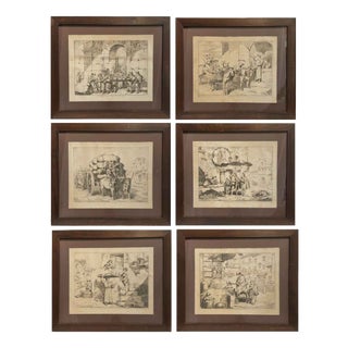 Bartolomeo Pinelli, Popular Costumes, Etchings, Framed, 1831, Set of 6 For Sale