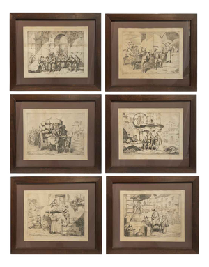 Bartolomeo Pinelli, Popular Costumes, Etchings, Framed, 1831, Set of 6