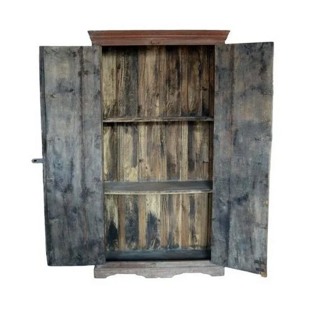 English Indian Shesham Wood Rustic Cabinet With Iron Hardware From the 19th Century For Sale - Image 3 of 6
