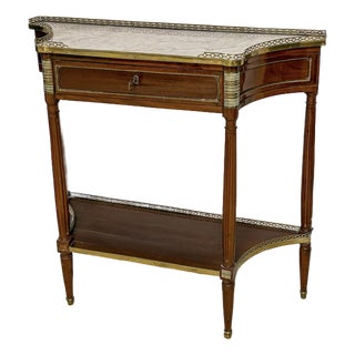 19th Century French Louis XVI Style Mahogany and Marble Console Table For Sale