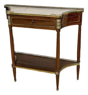 19th Century French Louis XVI Style Mahogany and Marble Console Table