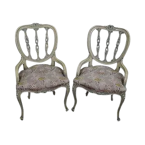 Vintage French Louis XV Hollywood Regency Style Painted Chairs