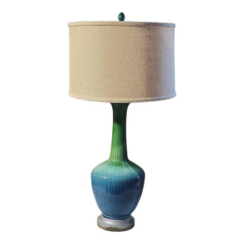 Mid Century Modern Tall Ceramic Table Lamp With Shade