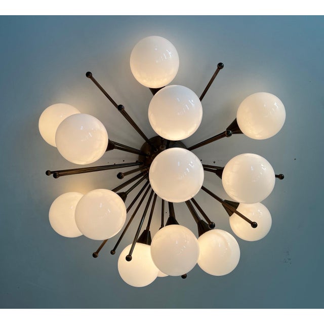 21st Century Mezzo Bronze Glossy White Murano Flush Mount by Fabio LTD For Sale - Image 6 of 9