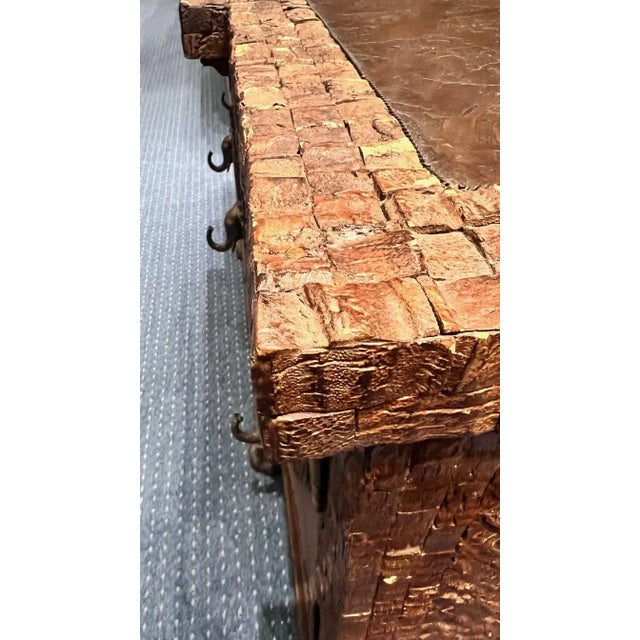 Attributed Maitland-Smith British Colonial Style Coconut Shell and Copper Top Bar Cabinet For Sale - Image 10 of 15