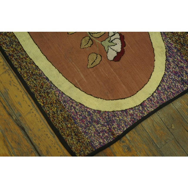 American 1930s Rust Red Floral Medallion Antique American Hooked Rug 1'9"x3'0" Carpet For Sale - Image 3 of 6