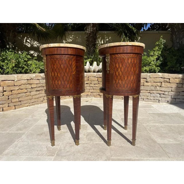 Louis XVI Style Tambour Bedside Tables, Set of 2 For Sale - Image 9 of 13