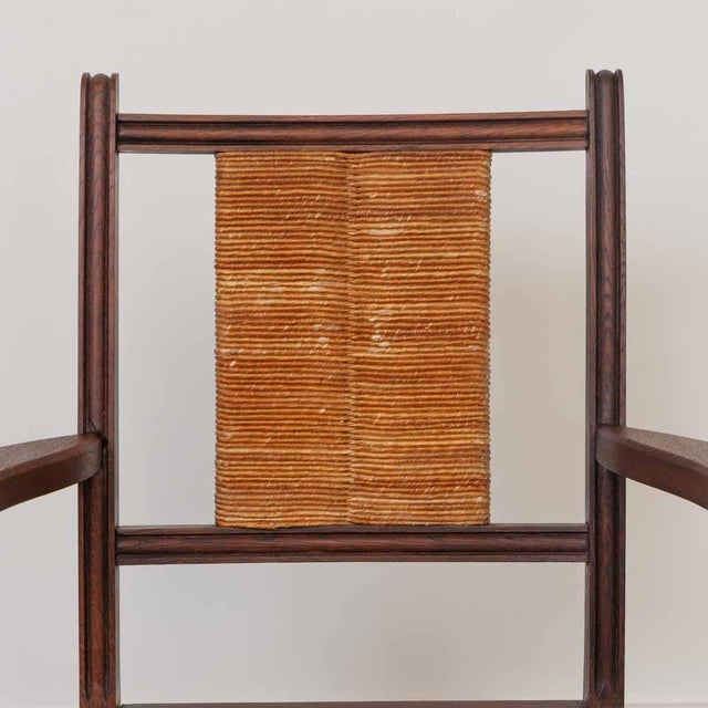 Pair of French Wood and Woven Chairs Attributed to Charles Dudouyt For Sale - Image 9 of 17